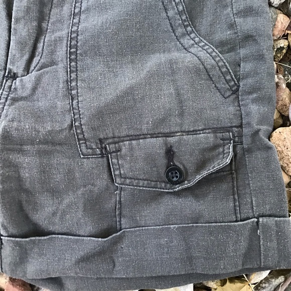 anthropologie PAPER BOY dark gray linen shorts 2 - Picture 2 of 5